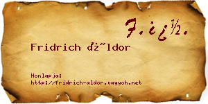 Fridrich Áldor névjegykártya